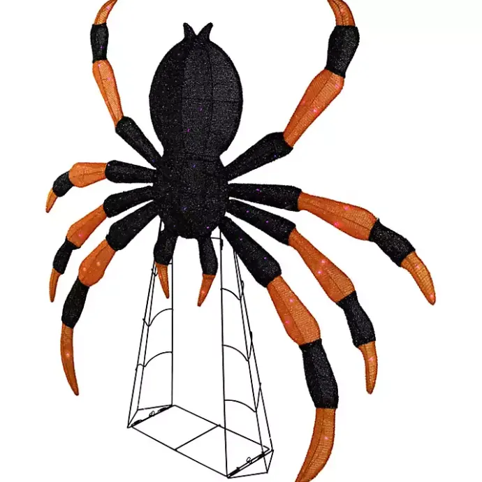 Discount Kirklands Home Pre-Lit Black and Orange Outdoor Spider Decoration