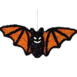 New Kirklands Home Pre-Lit Black and Orange Outdoor Bat Decoration