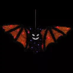 New Kirklands Home Pre-Lit Black and Orange Outdoor Bat Decoration