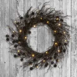 Outlet Kirklands Home Pre-Lit Deadwood Wreath Black