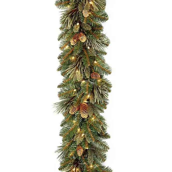 Outlet Kirklands Home Pre-Lit Carolina Pine Garland with Flocked Cones