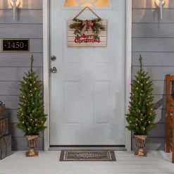 New Kirklands Home Pre-Lit Cedar Pine Christmas Trees, Set of 2 Green