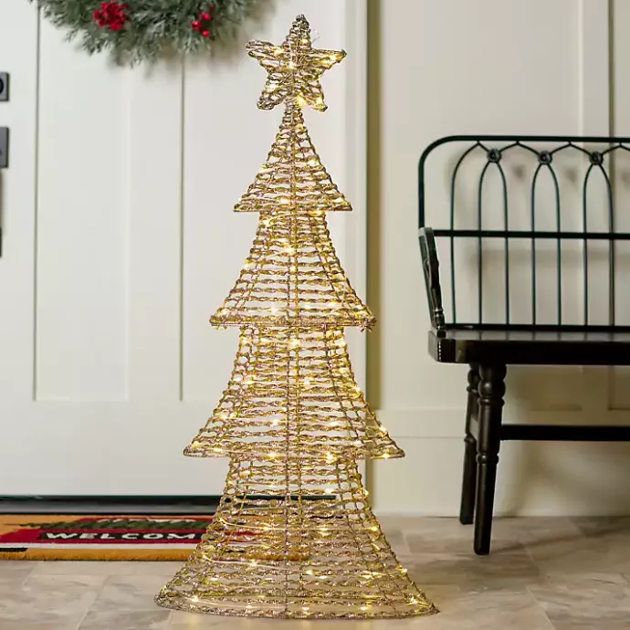 Discount Kirklands Home Pre-Lit Champagne Glitter Christmas Tree, 41 in. Gold