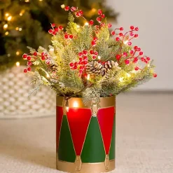 Online Kirklands Home Pre-Lit Christmas Arrangement in Drum Vase, 21 in.