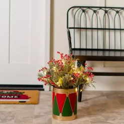 Online Kirklands Home Pre-Lit Christmas Arrangement in Drum Vase, 21 in.