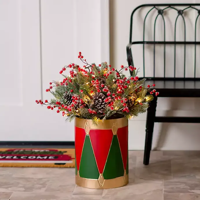 Clearance Kirklands Home Pre-Lit Christmas Arrangement in Drum Vase, 28 in.