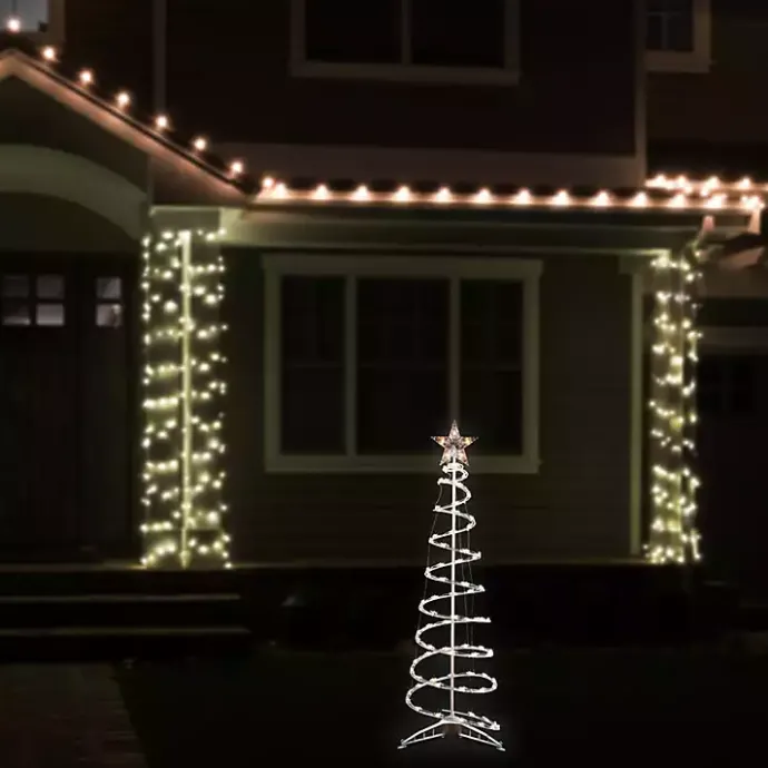 Kirklands Home Pre-Lit Clear White Spiral Tree, 4 ft.