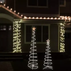 Discount Kirklands Home Pre-Lit Clear Spiral Trees, Set of 2 White