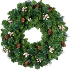 Discount Kirklands Home Pre-Lit Crestwood Gold Spruce Christmas Wreath