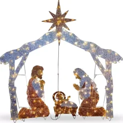 Outlet Kirklands Home Pre-Lit Crystal Sisal Nativity Scene
