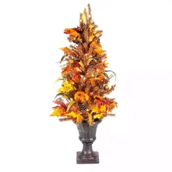 Online Kirklands Home Pre-Lit Fall Foliage Pumpkin Topiary Orange