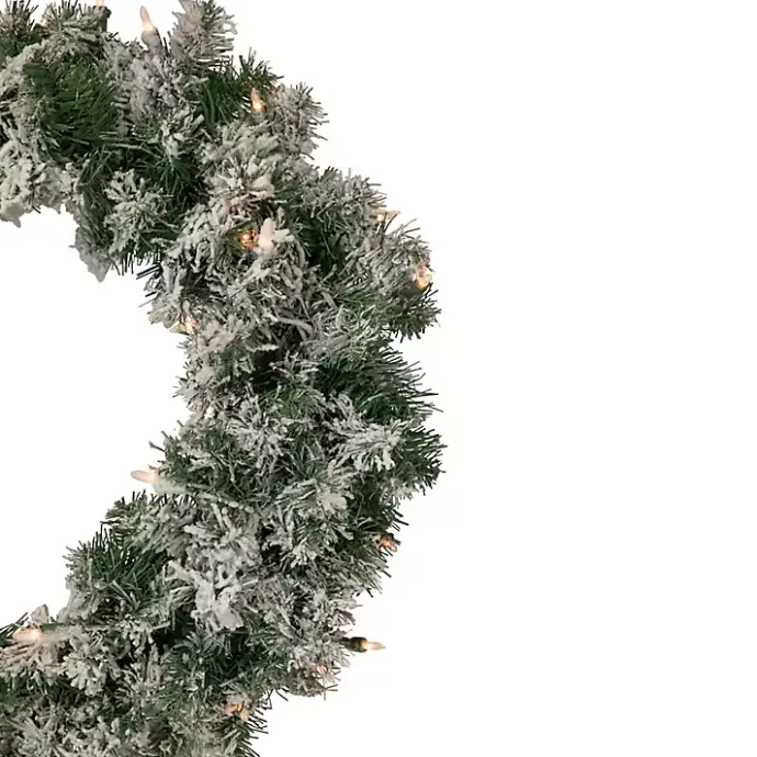 Online Kirklands Home Pre-lit Flocked Artificial Pine Wreath