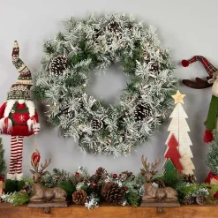 Discount Kirklands Home Pre-Lit Flocked Madison Pine Wreath White