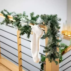 Discount Kirklands Home Pre-Lit Flocked Mixed Pine and Pinecone Garland Green