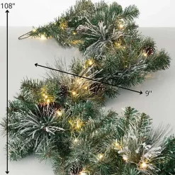 Discount Kirklands Home Pre-Lit Flocked Mixed Pine and Pinecone Garland Green