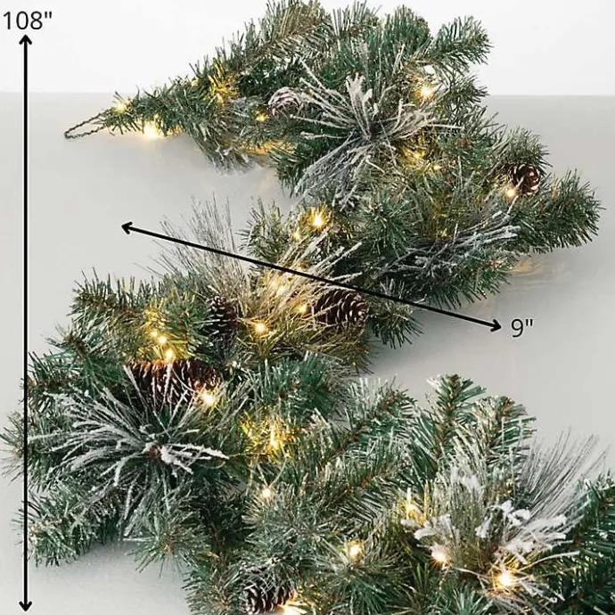 Discount Kirklands Home Pre-Lit Flocked Mixed Pine and Pinecone Garland Green