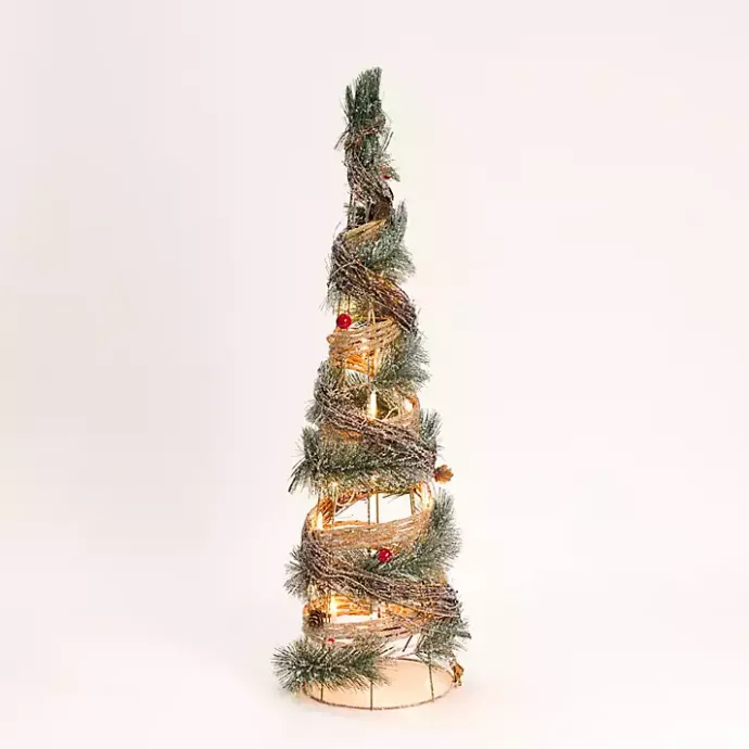 New Kirklands Home Pre-Lit Frosted Rattan Christmas Tree, 31 in. Green