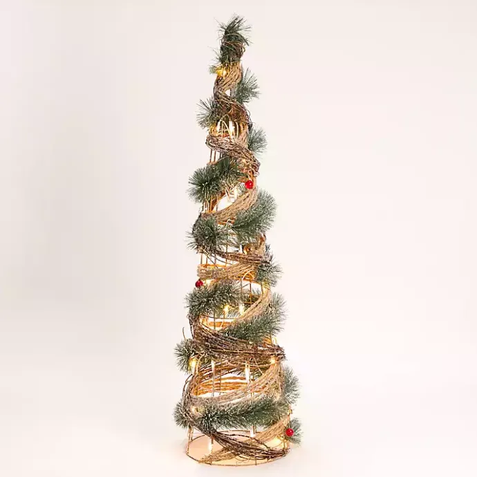 Hot Kirklands Home Pre-Lit Frosted Rattan Christmas Tree, 39 in. Green