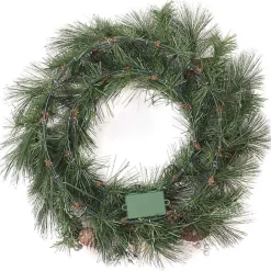 Kirklands Home Pre-lit Frosted White Berry and Pinecone Wreath Green