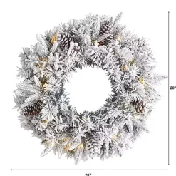 Online Kirklands Home Pre-Lit Fully Flocked Pine Branch Wreath White