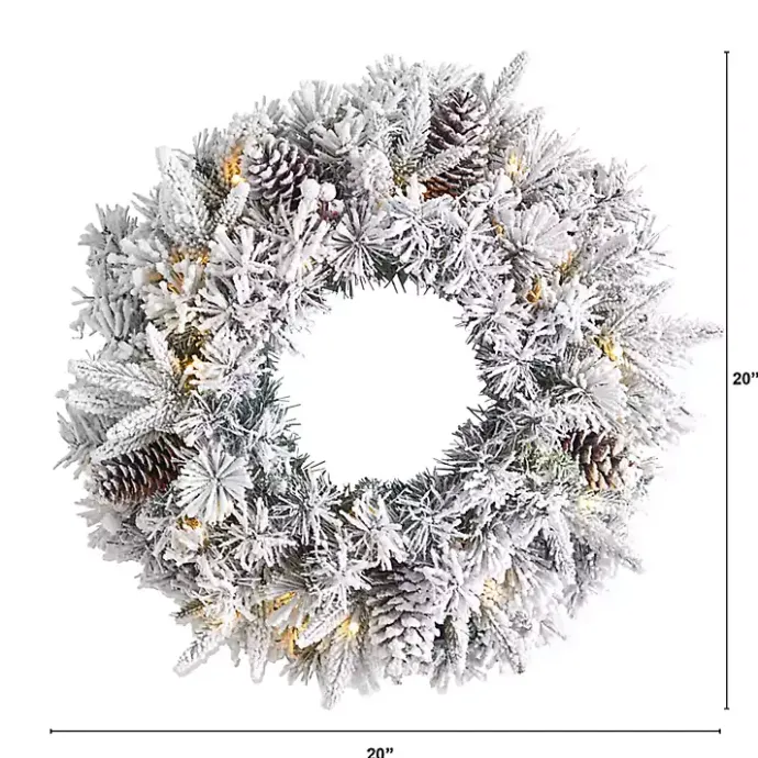 Online Kirklands Home Pre-Lit Fully Flocked Pine Branch Wreath White