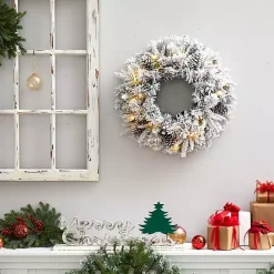 Online Kirklands Home Pre-Lit Fully Flocked Pine Branch Wreath White