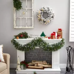 Online Kirklands Home Pre-Lit Fully Flocked Pine Branch Wreath White