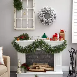 Online Kirklands Home Pre-Lit Fully Flocked Pine Branch Wreath White