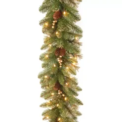 Kirklands Home Pre-Lit Glittery Gold Pine Garland, 9 ft.