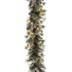 Sale Kirklands Home Pre-Lit Glittery Pine Christmas Garland, 9 ft.