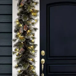 Sale Kirklands Home Pre-Lit Glittery Pine Christmas Garland, 9 ft.