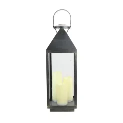 Hot Kirklands Home Pre-Lit Gold Brushed Candle Lantern Black
