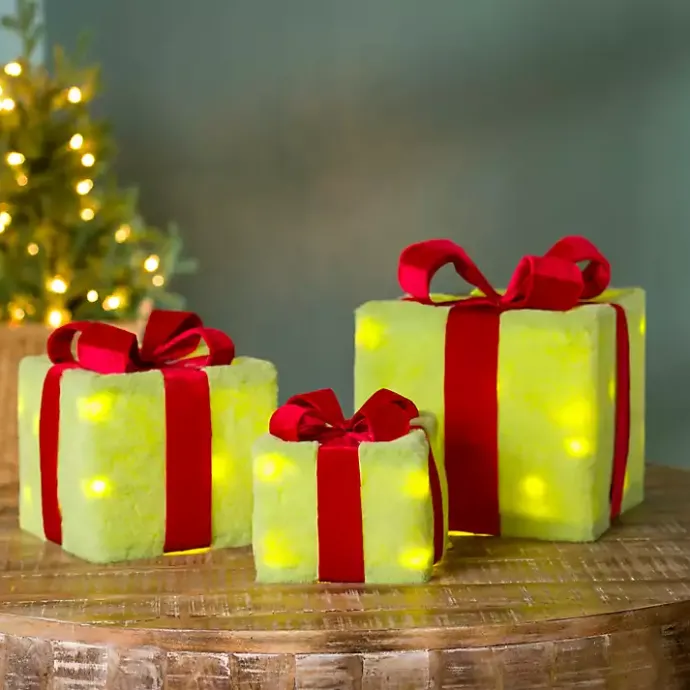 Best Kirklands Home Pre-Lit Green Whimsical Christmas Gift Box, 6 in.