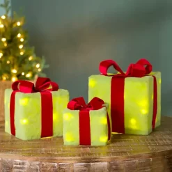 Hot Kirklands Home Pre-Lit Green Whimsical Christmas Gift Box, 8 in.