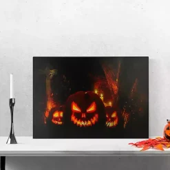 Best Kirklands Home Pre-Lit Jack O' Lantern Cemetery Canvas Art Print