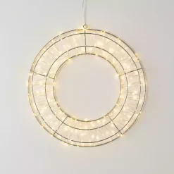 Hot Kirklands Home Pre-Lit Metallic Christmas Wreath Silver