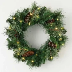 Sale Kirklands Home Pre-Lit Mixed Pine and Pinecone Christmas Wreath
