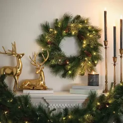 Sale Kirklands Home Pre-Lit Mixed Pine and Pinecone Christmas Wreath