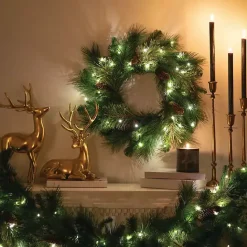 Sale Kirklands Home Pre-Lit Mixed Pine and Pinecone Christmas Wreath