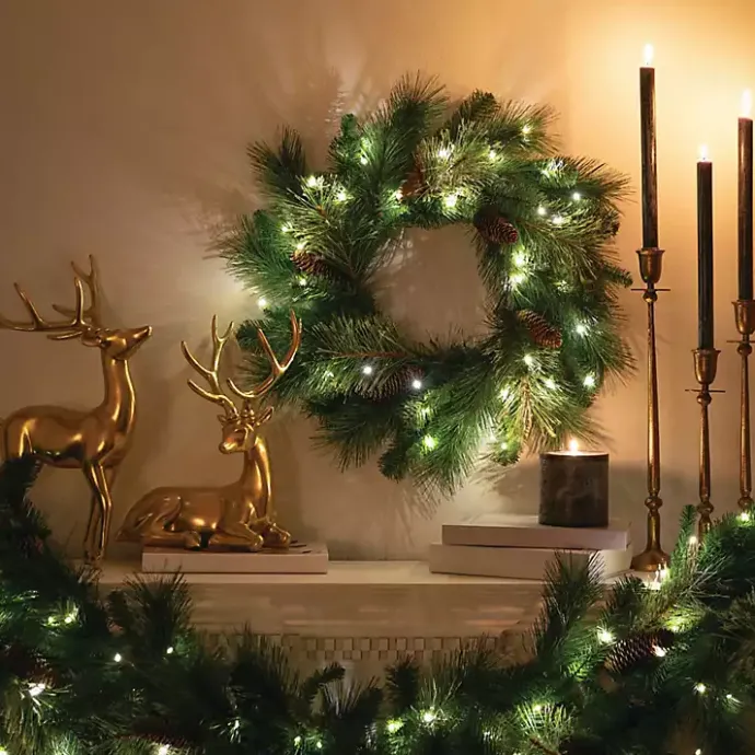 Sale Kirklands Home Pre-Lit Mixed Pine and Pinecone Christmas Wreath