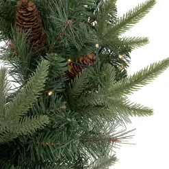 New Kirklands Home Pre-Lit Mixed Pinecones Wreath Green
