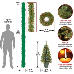 New Kirklands Home Pre-Lit Multicolor 4-pc. Christmas ery Set Green