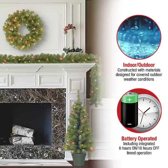 New Kirklands Home Pre-Lit Multicolor 4-pc. Christmas ery Set Green