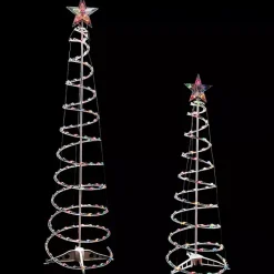 Sale Kirklands Home Pre-Lit Multicolor White Spiral Trees, Set of 2