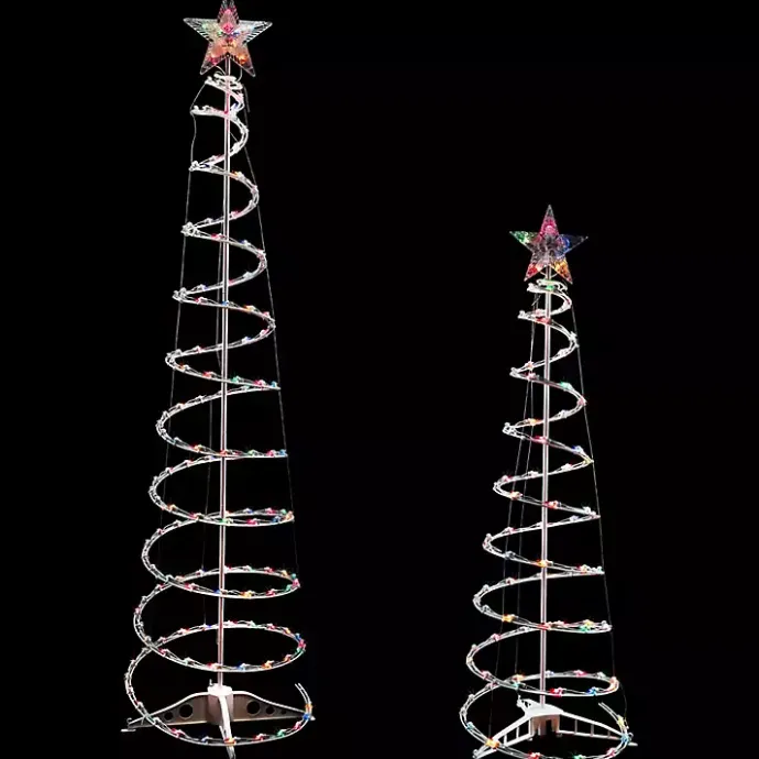 Sale Kirklands Home Pre-Lit Multicolor White Spiral Trees, Set of 2