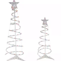 Sale Kirklands Home Pre-Lit Multicolor White Spiral Trees, Set of 2