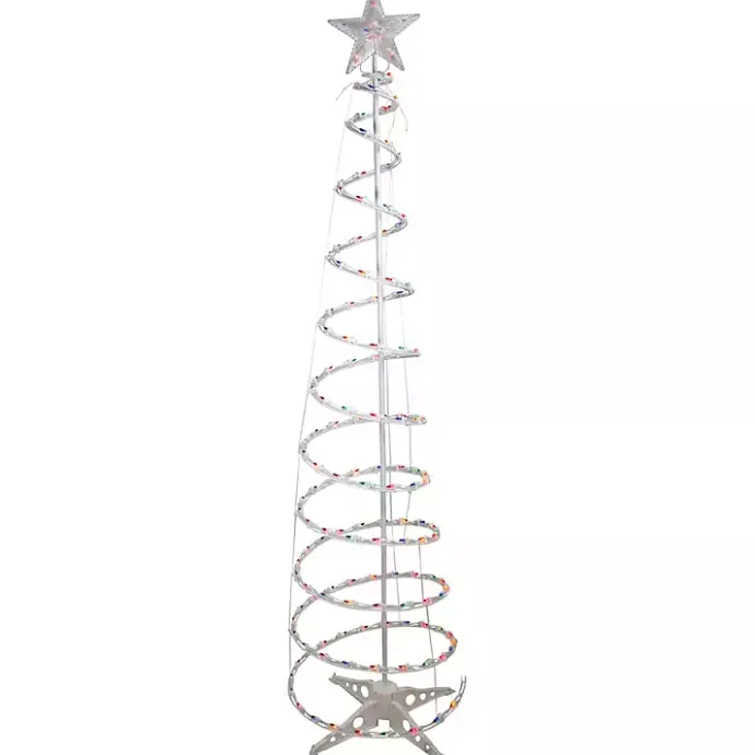 New Kirklands Home Pre-Lit Multicolor White Spiral Tree, 6 ft.