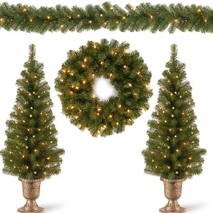 Online Kirklands Home Pre-Lit Natural Pine 4-pc. Christmas Greenery Set