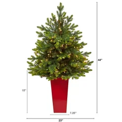 Discount Kirklands Home Pre-Lit North Carolina Fir Tree in Red Planter