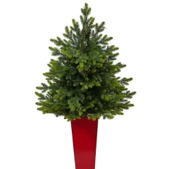 Discount Kirklands Home Pre-Lit North Carolina Fir Tree in Red Planter